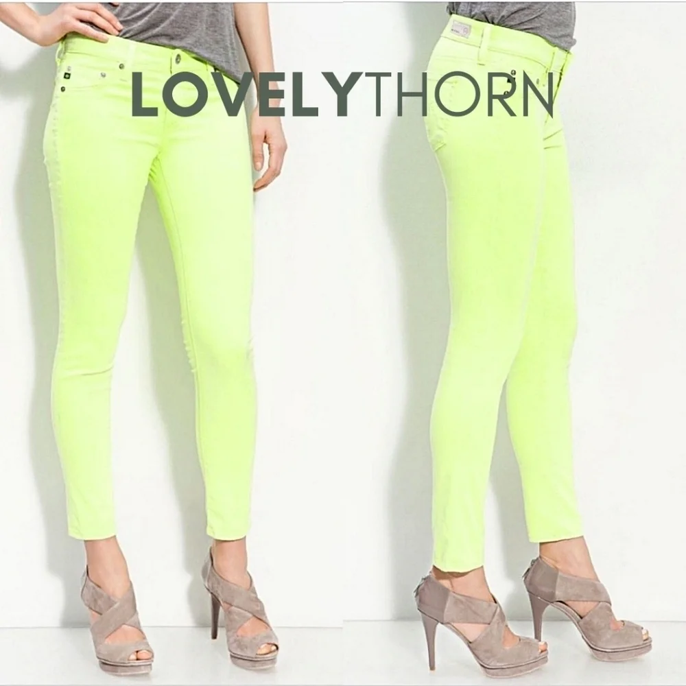 AG JEANS // ltd ed the stilt cigarette leg neon yellow sateen jeans - Picture 9 of 16